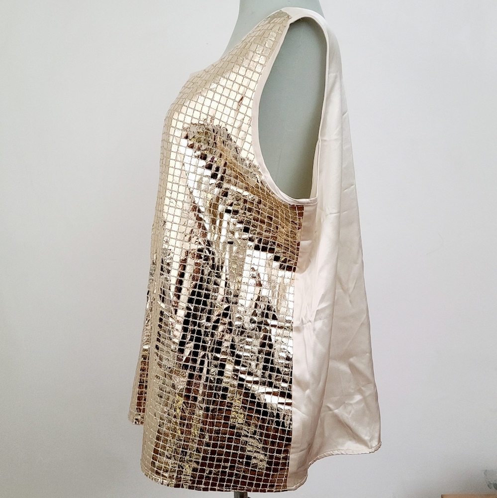 Russell Kemp ivory and gold lamé reversible top - Picture 5 of 9